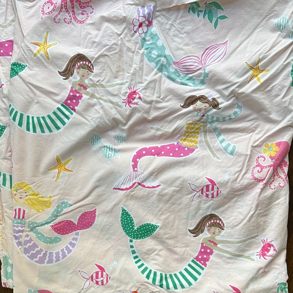 Pottery Barn Kids Mermaid Queen Duvet Cover - Pink, Green, Yellow, Purple